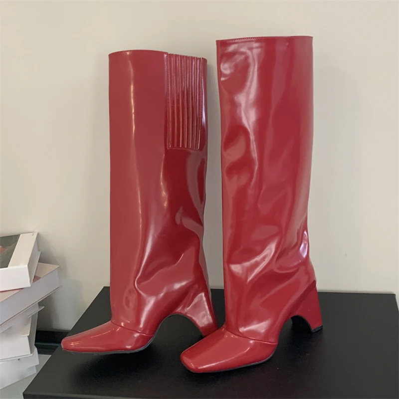 New Street Eilyken Winter Style Square Heels Women Knee-High Boots Fashion Cool Long Modern Booties Designer Shoes atos De Mujer