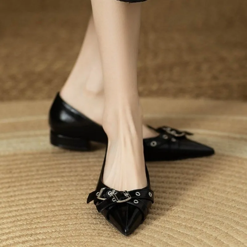 Toe Pointed Shoes Shallow Mouth Black Flats Low Female Footwear 2024 Fashion Women's Casual Sneaker On Heels Nurse Dress b4fe