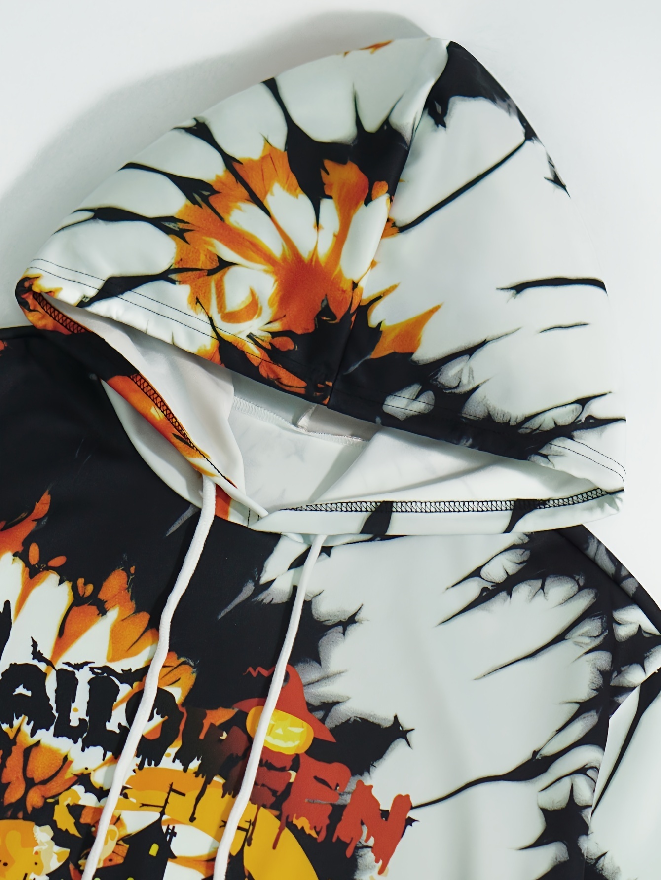 Halloween Pumpkin Graphic Hooded Sweatshirt for Men - Casual Polyester Knit with Elastane, Loose Fit Pullover with Slight Stretch, Digital Print Hoodi