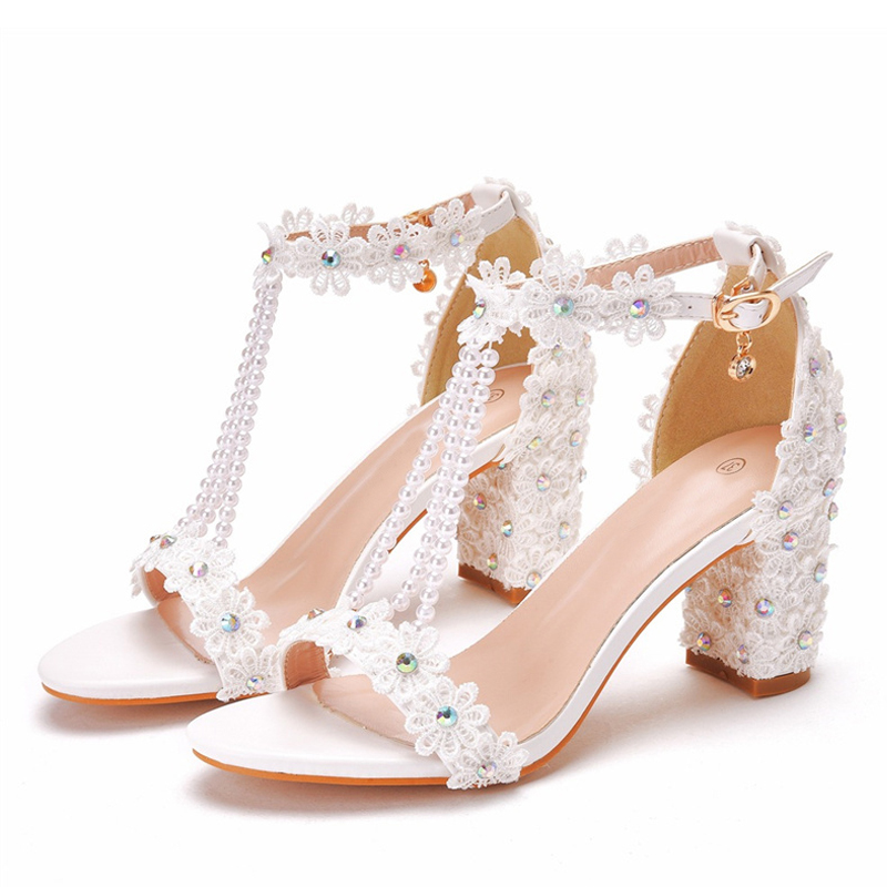 Liyke Mixed Color Flowers Low Square High Heels Summer Fashion String Bead Designer Sandal Women Cozy Open Toe Party Dress Shoes