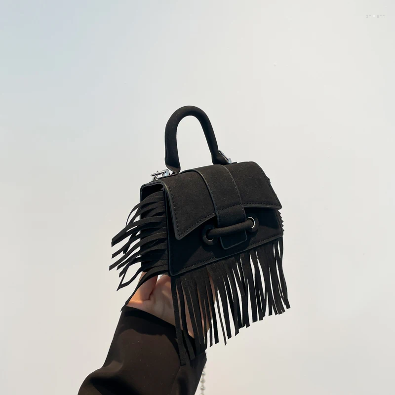 2025 NEW Drawstring Vintage Suede Leather Crossbody Bag PU Women's Handbag And Purse Ladies Tassel Shoulder Mini Travel zhanyishengli