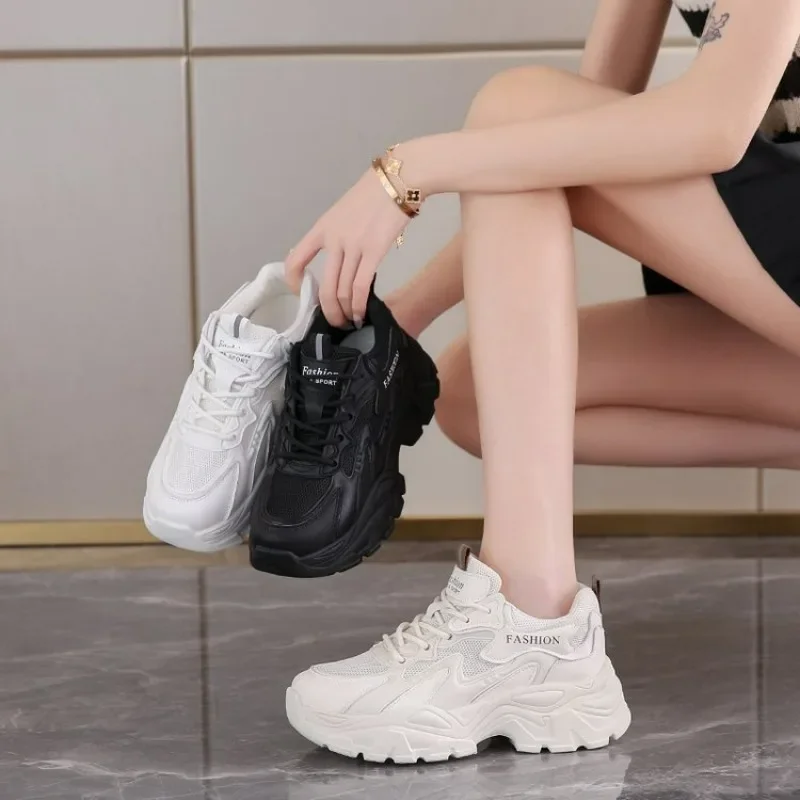 Chunky Sneakers Women Trends 2024 Autumn white Thick Bottom Dad Shoes for Woman Fashion mesh breathe Platform Sneakers Ladies