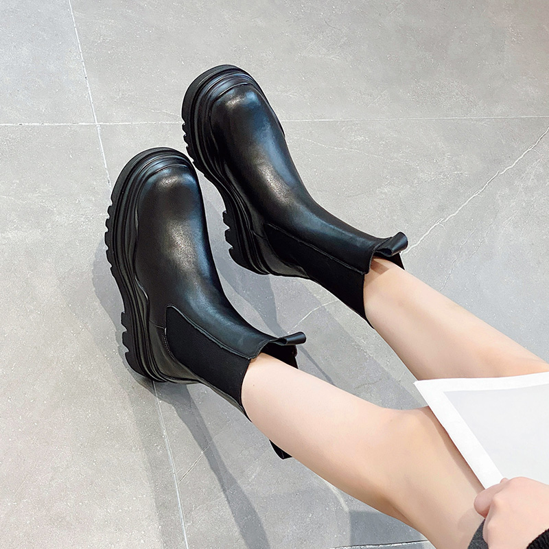 Leather Genuine Fall/Winter 2024 New Cigarette Boots British Style Platform Large Size Women Booties ccbf