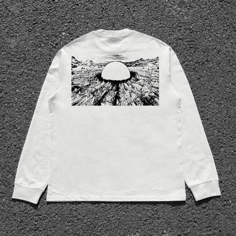 AKIRA Oversize Cotton Long sleeved T shirt Y2K Hip Hop High Street Man Vintage Tees Tops Spring and autumn 240903