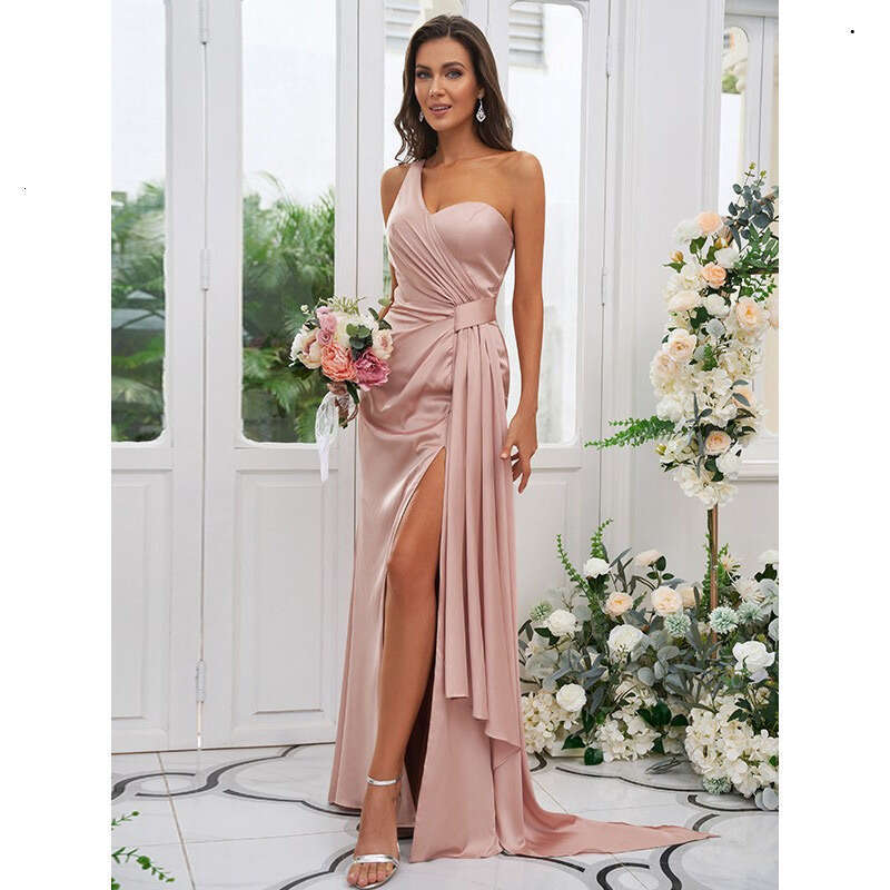 Bridesmaid Split Side Wedding Party Sexy Mermaid Bridemaid Even Dresses Sweep Train One Shoulder Women Long Prom Dress Vestidos 0914