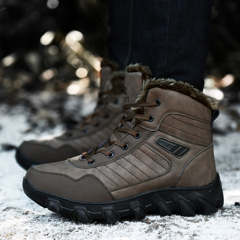New 2025 Winter men boots Slippers Warm Men Shoes Waterproof Non-Slip Plush Sneakers Male leather Boots Plus