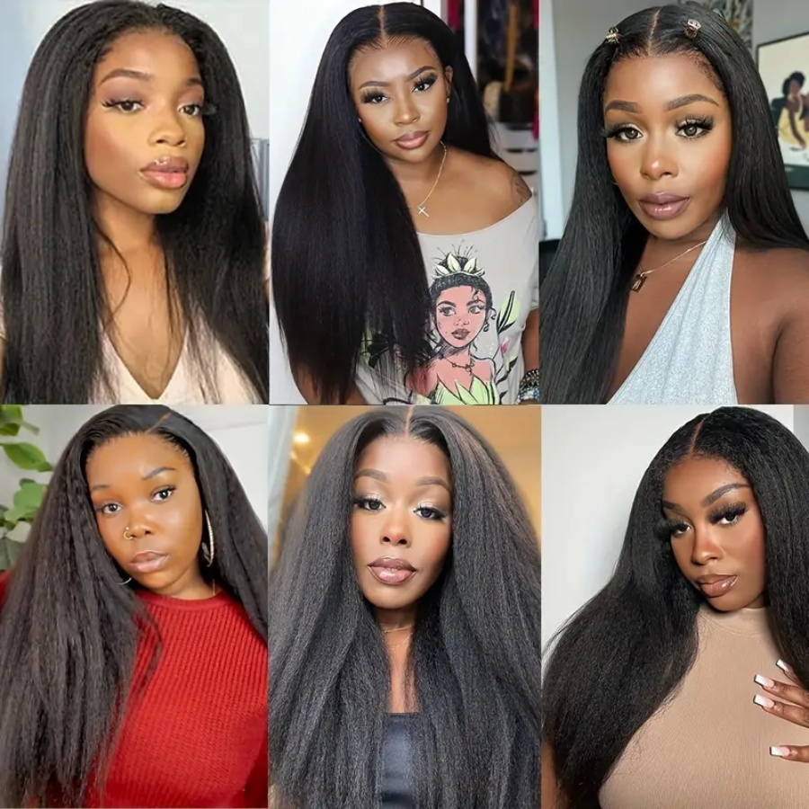Glueless Kinky Straight Wigs For Women 4X4 Hd Human Hair Lace Front Brazilian Wig On Sale