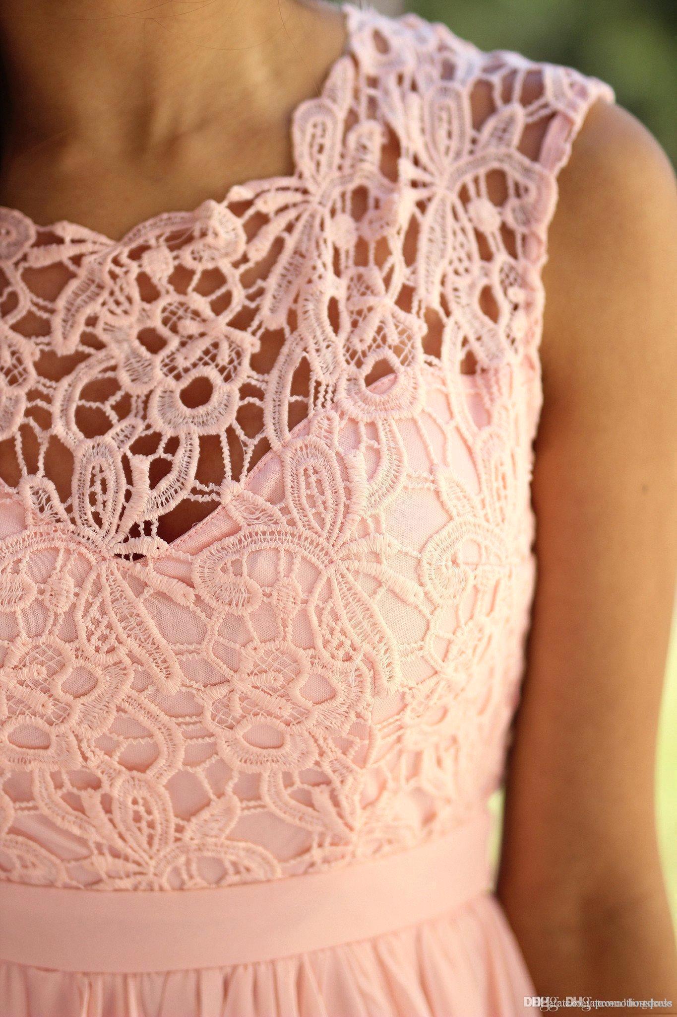 Pink Lace Patchwork Bridesmaid Dresses Vintage Long Gown Size Wedding Party Dress Cps489 0220