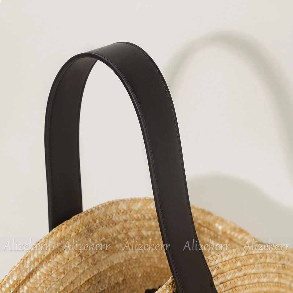 3 Alizekerr Hat Shaped Straw Handbags Women Elegant Boutique Bohemian Hand Woven Beach Tote Bags High Quality Summer Holiday 240903 4