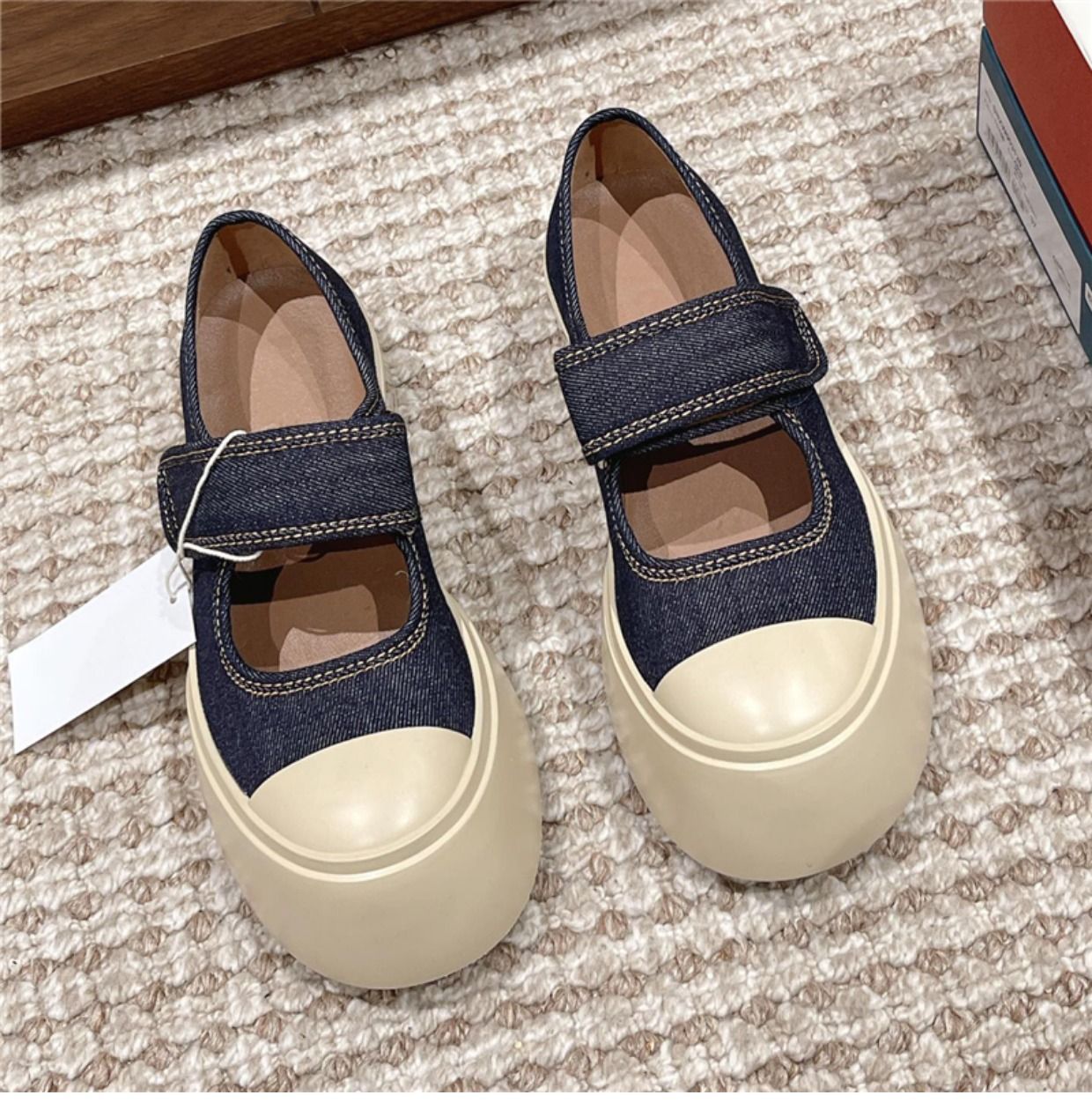 Platform thick-soled 02b4b trend British style simple casual women's platform Chunky Sneakers Denim canvas shoes women