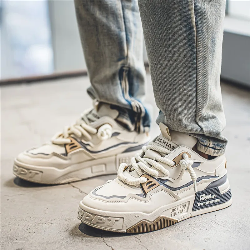 shoes Men's easy to clean skateboard shoes, good grip, breathable lace up sneakers, men's shoes 2024