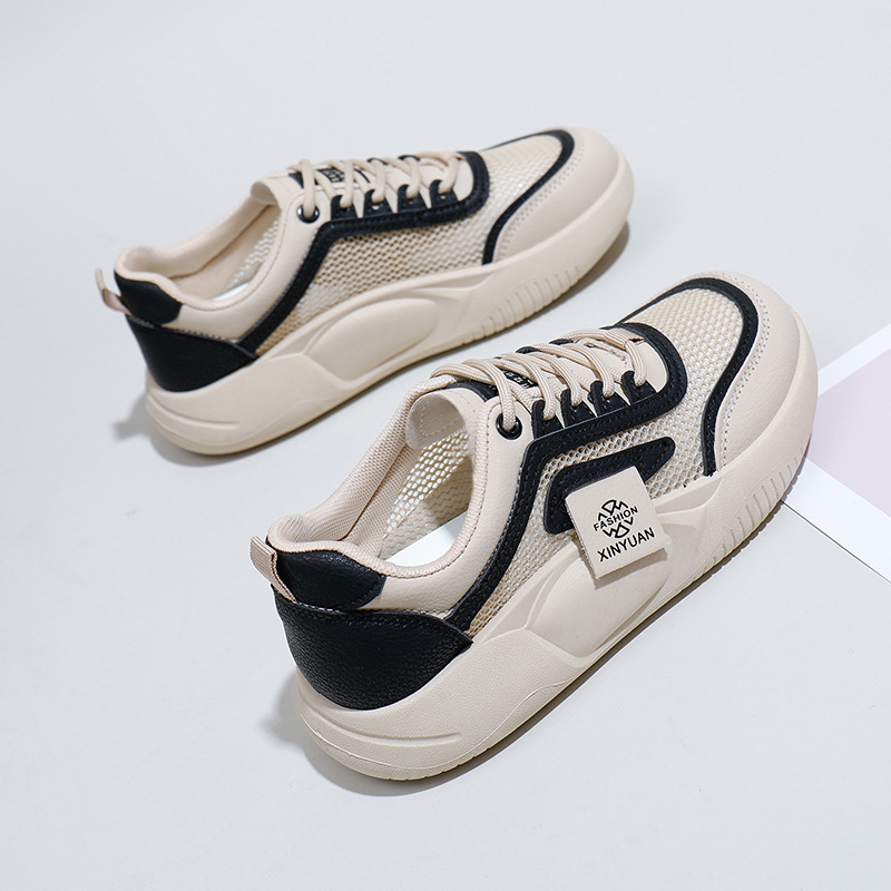 Women's Fashion Casual Breathable Mesh Flats Lady Gym Sports Running Walking Sneakers Thick Sole Heighten Shoes 242f