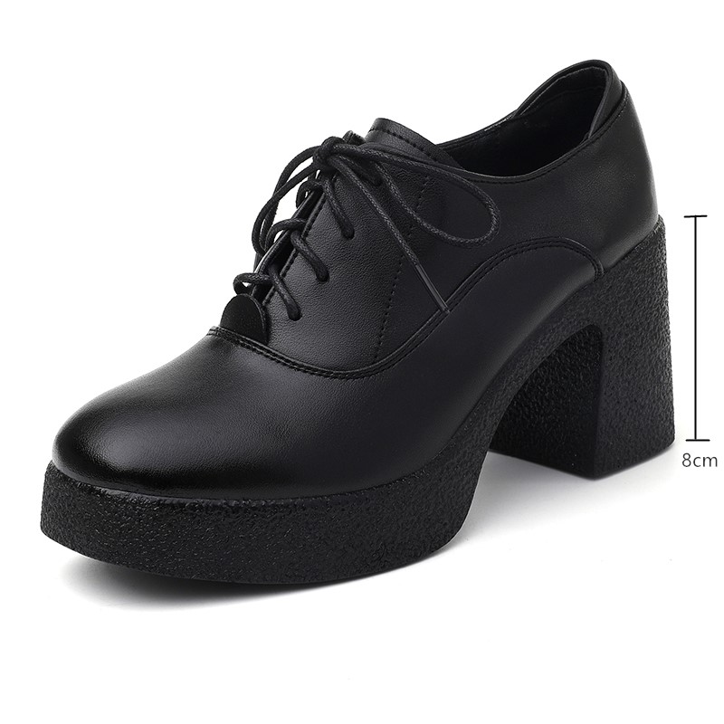 High AIYUQI Heels Autumn New Genuine Leather Platform Business Dress Lace-up British Style Office Shoes New Women 2aba