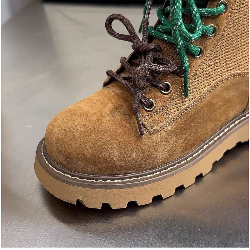 Trendy Vintage Women's Thick Sole Autumn 2024 English Style Cool Big Yellow Boots Fashionable Short For Women