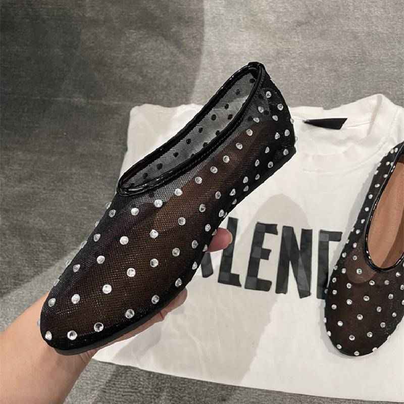 Mary 6e68c Women's Crystal Jane Fashion Studded Brand Hollow Casual Flat Ballerina Shoes dh5684029