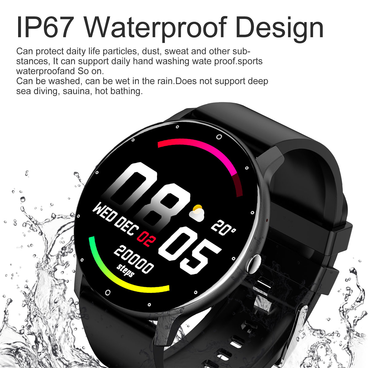 LIGE Smart Watch Multi functional Smart Wear Waterproof Step and Sleep Detection Watch Message Push Multi functional Sports Chronometer