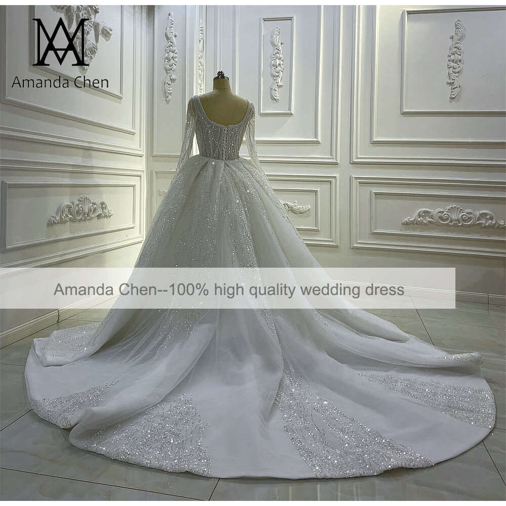 Detachable Skirt Long Sleeve Wedding Dress