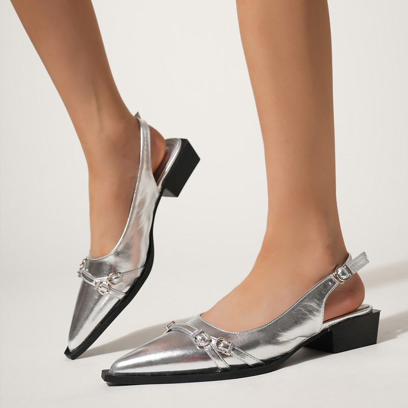 2025 new toe Pointed Fashion Sgbac Gothic Chunky Heeled Women Pumps Summer Autumn Low heels Belt Buckle Casual Girls Students Shoes 058b 64e5