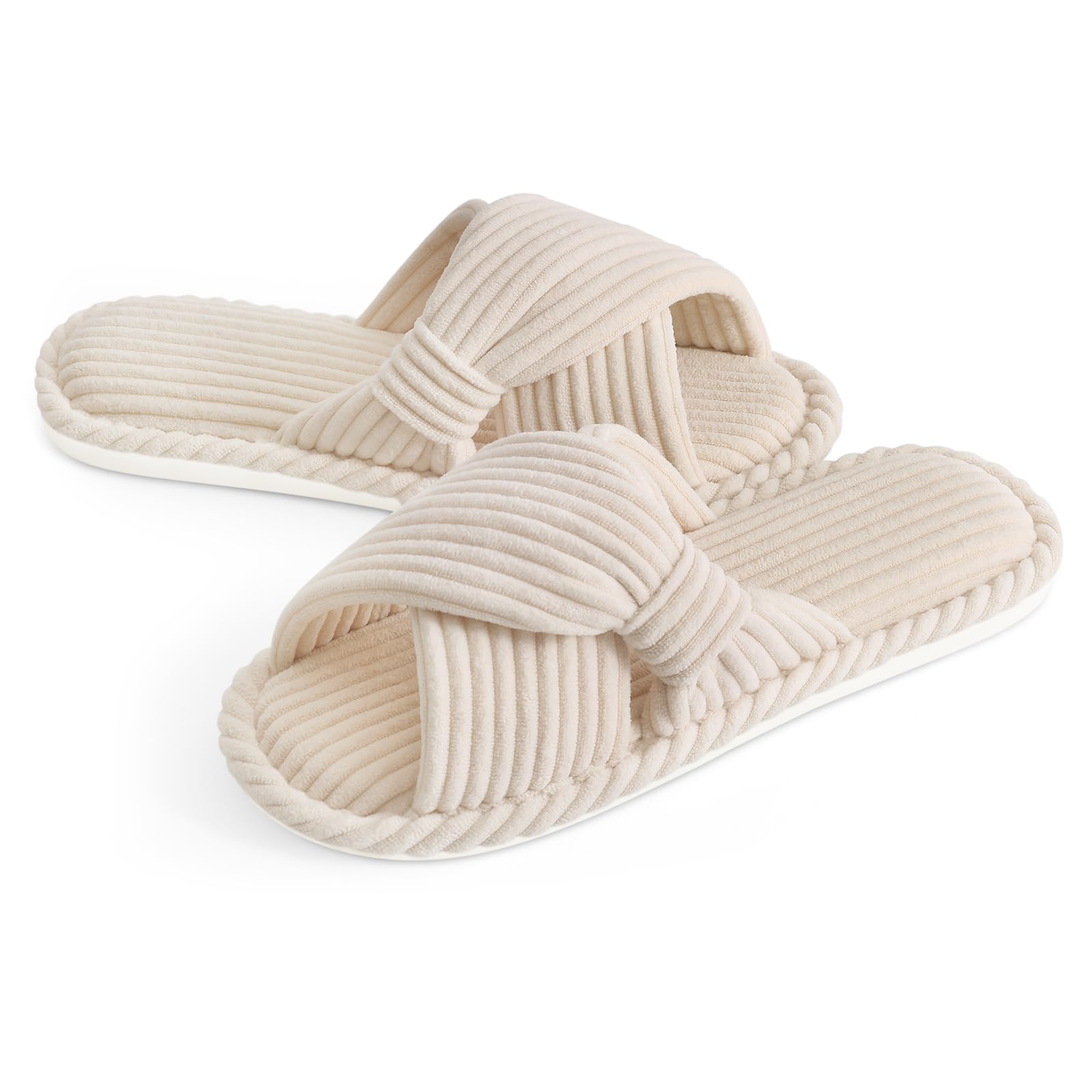 New Women's Comwarm Bow Indoor New Cotton Winter Corduroy Warm Flat Memory Foam Soft Sole Bedroom House Slippers 9e70