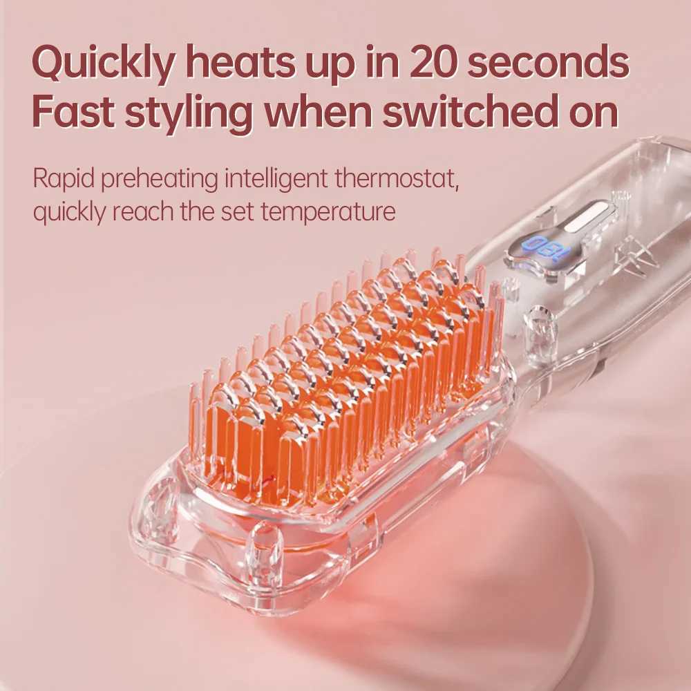 Hair Straightening Brush Negative Ion Electric Hot Heated Comb Multifunctional Straightener Ceramic Comb Quick Hair Styler W250610