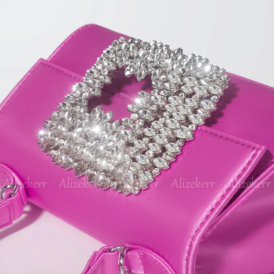 Women Dias Satin Handbags Boutique Crystal Evening Clutch Purses Wedding Party Chain Crossbody Bags Top Quality 240903 ab9b