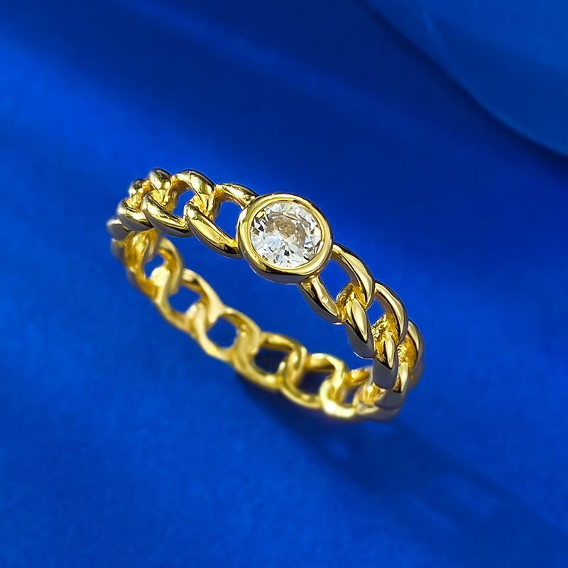 Moissanite Solitaire Ring: Sterg Sier, Round Cut, Gold, Wedding Band for Women