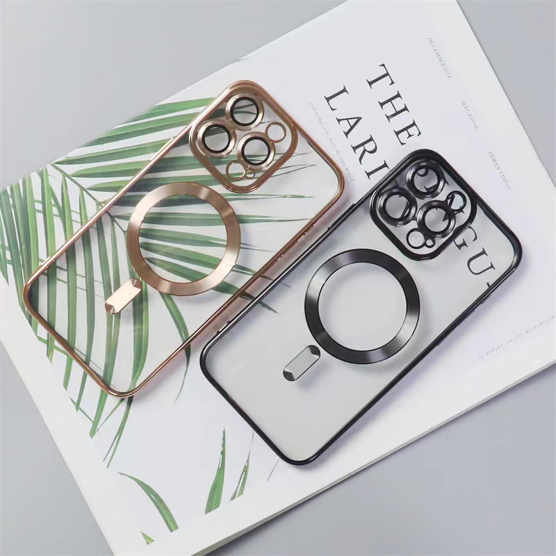 Transparent Magnetically Attached Phone Case for Apple Series 11-16 Pro max Shockproof with Built-in Wireless Charging Support