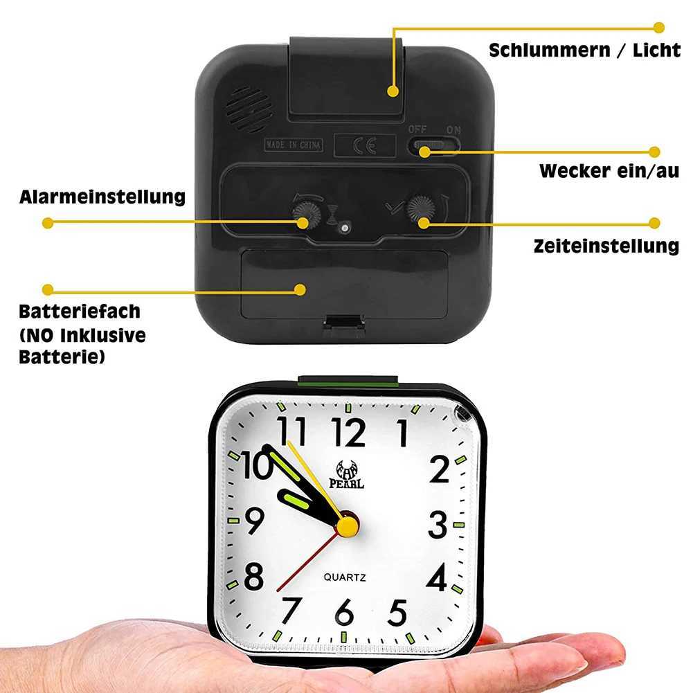 Portable Square Luminous Alarm Clock Fashion Quiet No Ticking Bedside Table Clock With Night Light Function Y240904