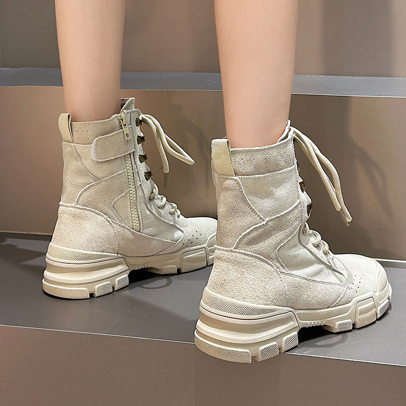AIYUQI Ankle Boots Women 2024 Autumn New Platform Cow Suede Booties Women Flat Couple Women Hiking Boots Women