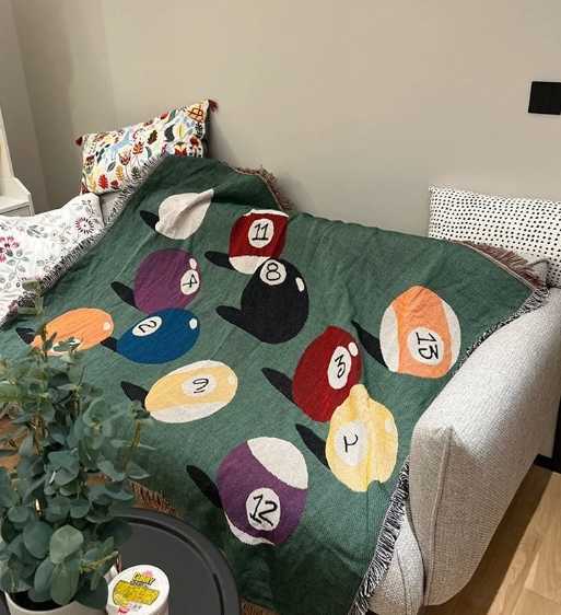 Textile City Ins Billiard Pattern Throwing Blanket Home Decoration Tape Table Tennis Sofa Cover Mat Outdoor Camping Mat blanket X240903