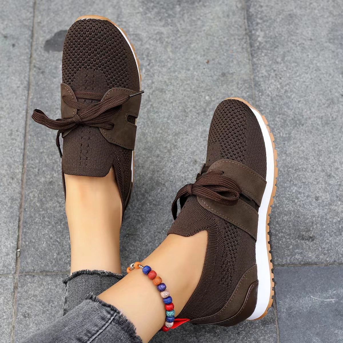 2024 Summer New Large Size Womens Casual Shoes Solid Color Wedge Heel Comfortable Breathable Insole