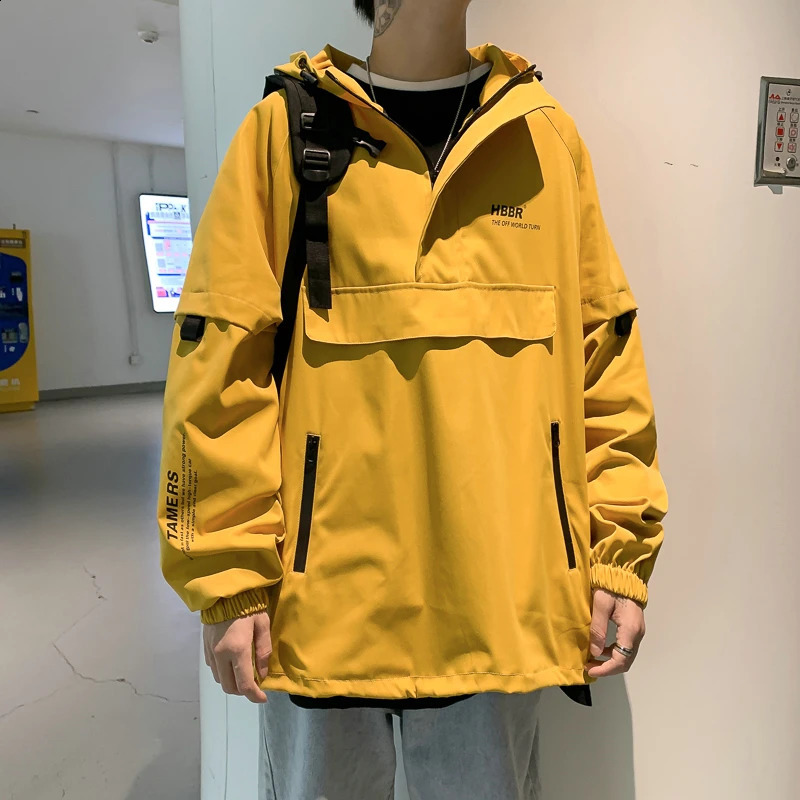 Autumn Street Mens Jacket Zipper Windproof Harajuku Thin Coat Loose 240904