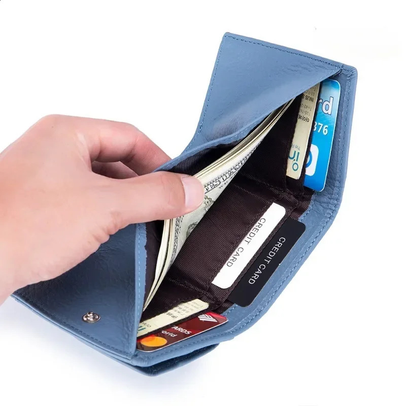 Multicolor Womens Genuine Leather Small Wallet Japanese Coin Purse Solid Color Casual Top Layer Cowhide Mini 240904
