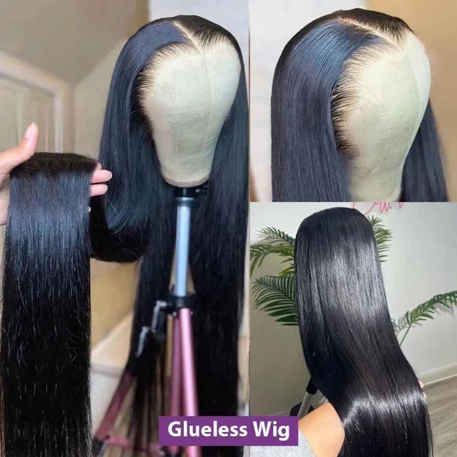 Bone Straight Wigs Human Hair Glueless 30 32Inch 5X5 HD Transparent Lace Closure Wig synthetic hair 180% Easy Go Pre-Cut Haire