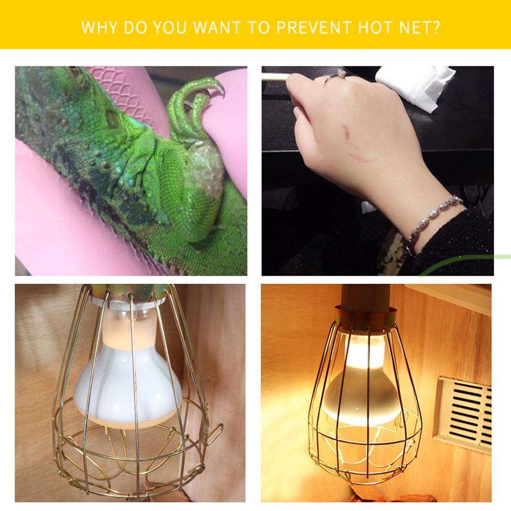 Turtle Breeding Box Ceramic Heating Lamp Bulb Anti-scalding Protective Lampshade Reptile Pet Heating Lamp Iron Safety Net Cover