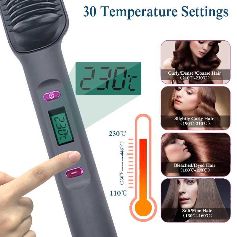 Curler hot comb 3 in 1 Hair Straightener Brush Heating Comb Straightener Electric Hair Straightening and Curly Iron Brush Comb W250610