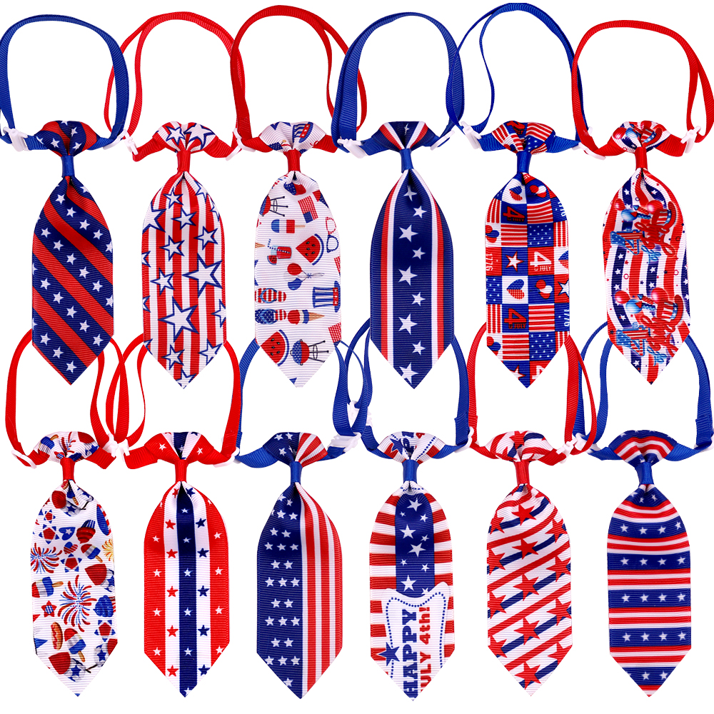 50pcs Dog Bow Tie Bulk Pet Bowties Hair Bows For Small Dogs 4th of July Dog Puppy Bow Tie Neckties Pet Grooming Accessories