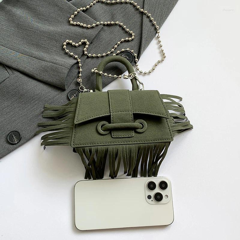 2025 NEW Drawstring Vintage Suede Leather Crossbody Bag PU Women's Handbag And Purse Ladies Tassel Shoulder Mini Travel zhanyishengli