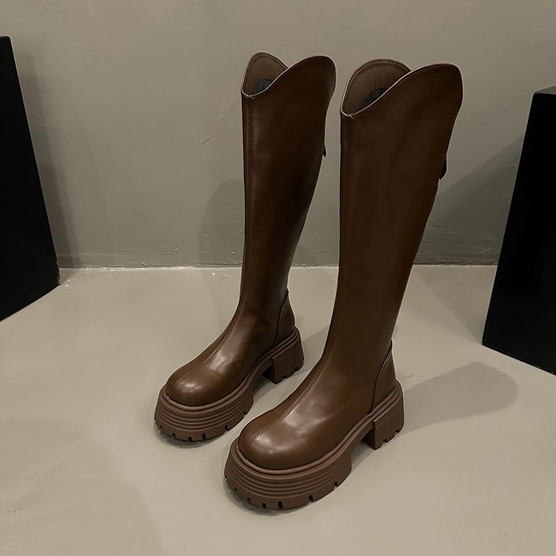 Black Petite Women's Thick-soled High-heeled Long Over-the-knee Knight Boots Autumn/winter