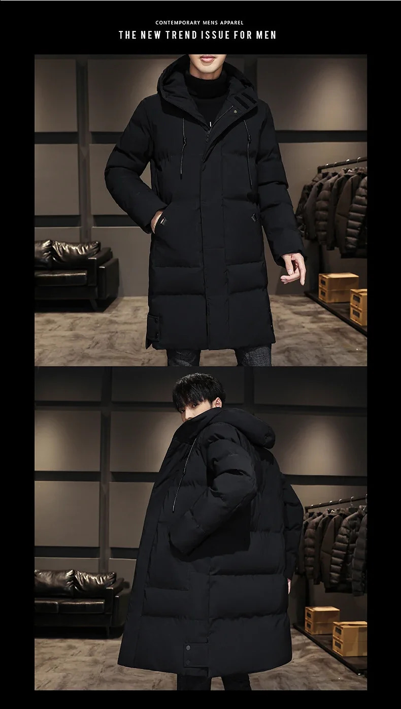 8XL 7XL Mens High Quality Hooded Jacket Black Fashion Winter Jacket Men Clothing Parka Men Thick Warm Long Coats 240830