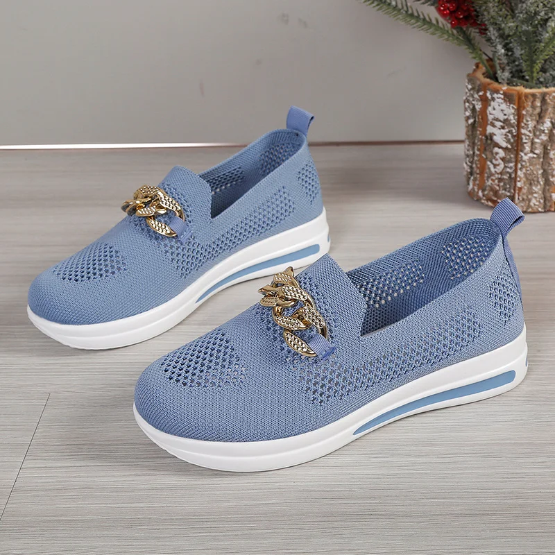 Breathable New New Knit Loafers for Women Plus Size 43Light Weight Soft Sole Flats Woman Autumn Anti-Slip Casual Shoes Ladies 7eb3