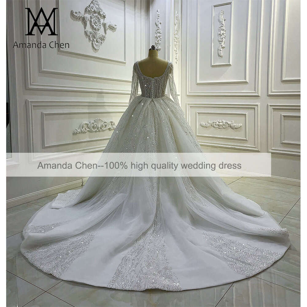 Detachable Skirt Long Sleeve Wedding Dress