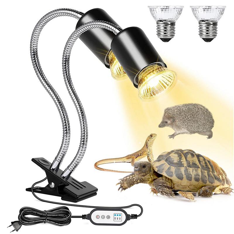 Reptile Light Habitat Basking Heat Lamp With 360 Rotatable Clip Cycle Timer Dimmable Switch Full Spectrum Sun Lamp For Turtle
