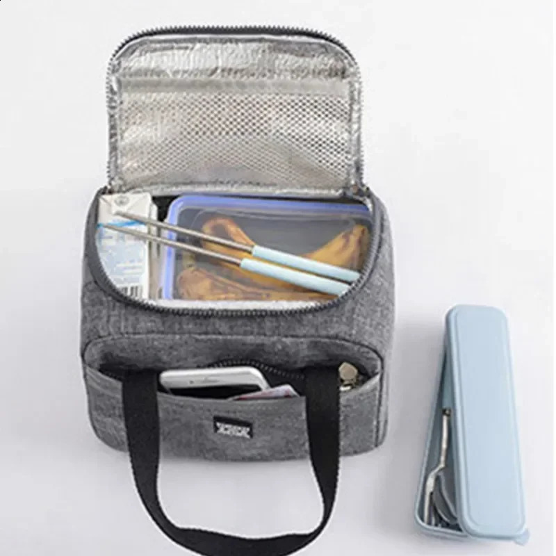 Portable Lunch Bag Thermal Insulated Box Tote Cooler Handbag Bento Pouch Dinner Container School Food Storage Bags y240903