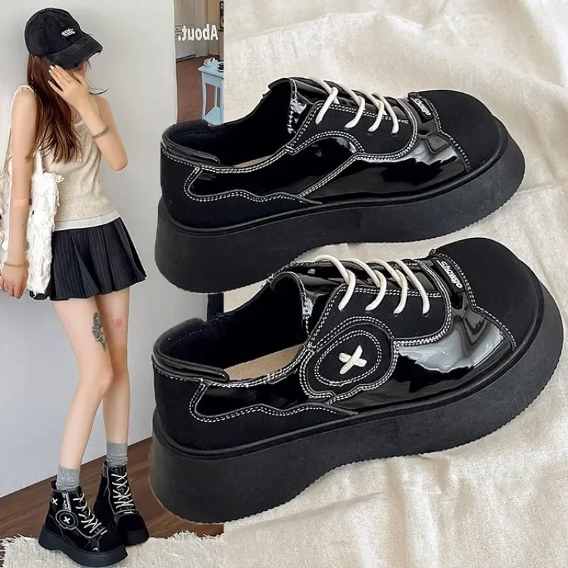 Gothic Cross 2024 Spider Decoration Punk Hotgirl Holy Light Knight Dark Style Y2K Women's Shoes 35-41 2c77