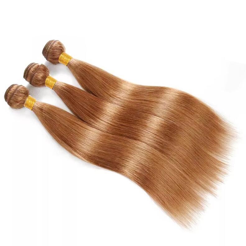 Brazilian Human Remy Virgin Hair Straight Hair Weaves Honey Blonde 2# 4# 6# 8# 10# 30# 33# Color 100g/bundle Double Wefts 3Bundles/lot
