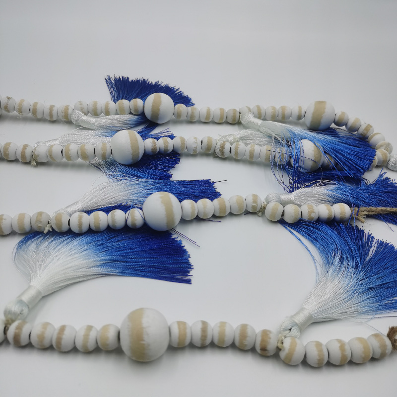 Bohemian-Style Wood Bead String Accessory with Attached Tassels for Unique Style