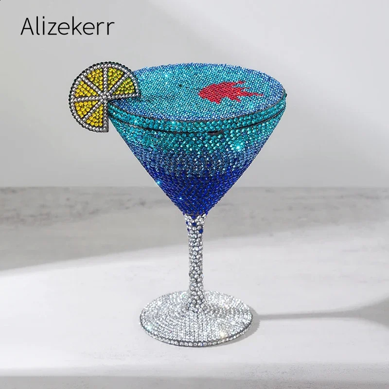 Alizekerr Goblet Shaped Crystal Evening Bags Women Gorgeous Sparkling Diamond Lemon Metal Purses And Handbags Wedding Party 240903