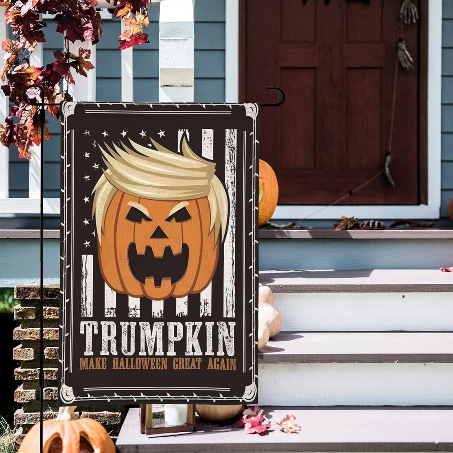 Trump 12 * 18inch funny halloween pumpkin garden flag outdoor Courtyard lawn decoration