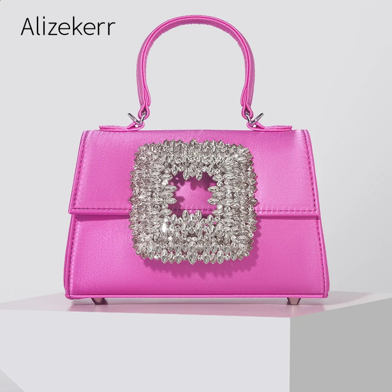 Women Dias Satin Handbags Boutique Crystal Evening Clutch Purses Wedding Party Chain Crossbody Bags Top Quality 240903 ab9b